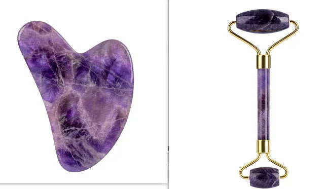 Amethyst-Roller-Set, herzförmiger Gua Sha Massager - Shopteufel