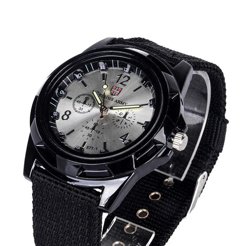 Gemius Army Sport Armbanduhr mit rundem Zifferblatt und Quarzwerk, Nylonarmband - Shopteufel