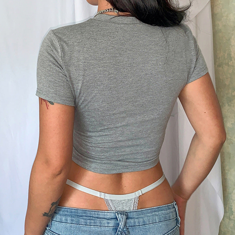 T-Shirt mit Militärprint, Rundhalsausschnitt, Hip-Hop-Stil, Tops