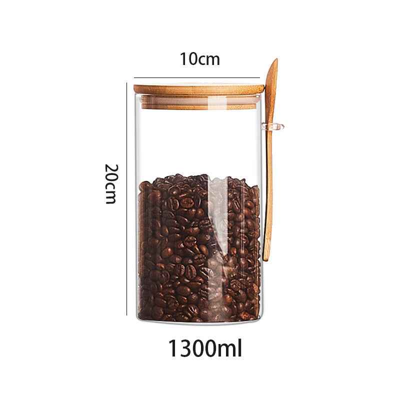 Wood Spoon Glass Storage Tank Set Food Storage - Shopteufel