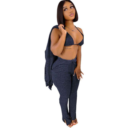 Sweater Coat Underwear Pocket 3-piece Set Suit - Shopteufel