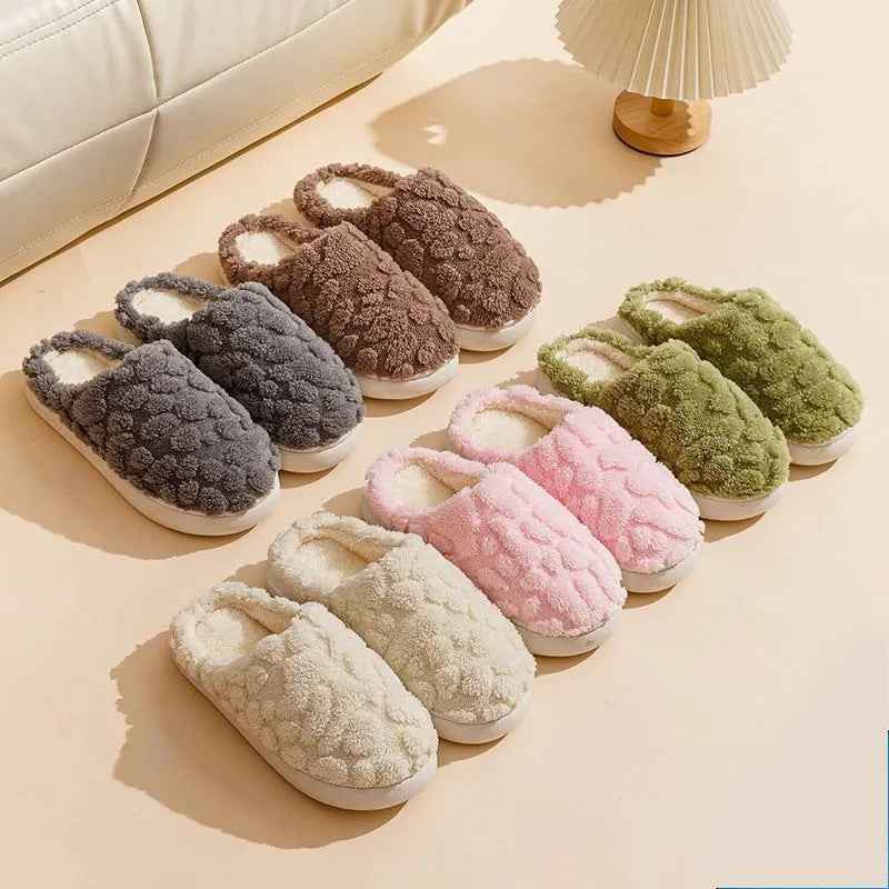 Home Fuzzy Slipper Unisex Cartoon Winter Plush Slipper Anti-Skid Soft Soled Cotton Shoes Comfy Outdoor Couple Slippers - Shopteufel