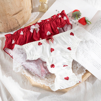 Damen-Slips aus Spitze, Kawaii-Sexy-Dessous, Unterwäsche mit Herzmuster - Shopteufel