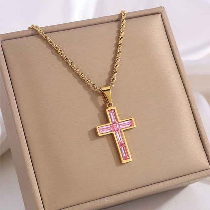 Fashion Jewelry European And American Ing Style Diamond Cross Necklace Unique No Color Fading - Shopteufel
