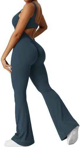 Women Sleeveless Flare Jumpsuits Fitness Yoga Long Pants - Shopteufel