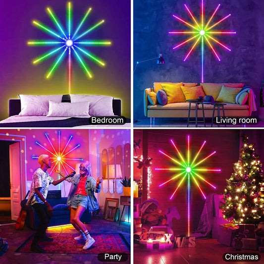 Firework Lights LED Strip Music Sound Sync Color Changing Remote Control LED Firework Light For Room Party - Shopteufel