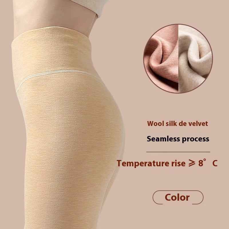 Winterwarme Leggings aus Kaschmir und Samt modische High-Waist-Hose in Slim-Fit-Passform für Damen - Shopteufel