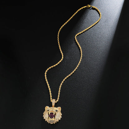 Wolfskopf-Anhänger-Halskette im Hip-Hop-Stil - Shopteufel