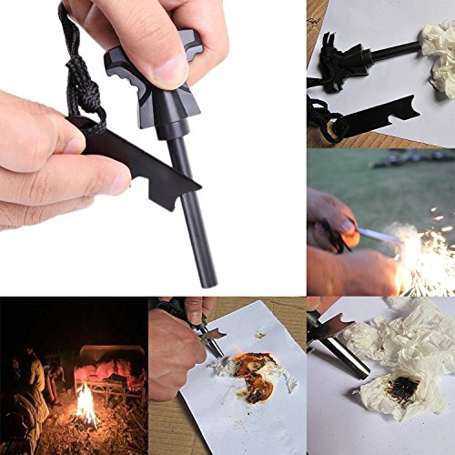 Feuerstarter Set mit Magnesiumstab und Zunder zum Entfachen von Lagerfeuer im Outdoor-Camping