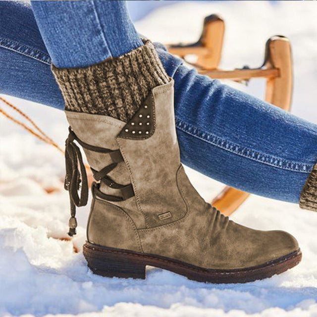 Damen-Winterstiefel, wadenhohe Schneestiefel - Shopteufel