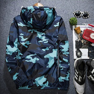 Covrlge Herrenjacke, modische Frühlingsjacke, Camouflagejacke mit Leuchtreißverschluss - Shopteufel