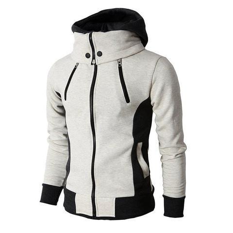 Herren-Kapuzenjacke mit Reißverschluss, zweiteiliger Sport-Cardigan, lässige, schmal geschnittene Sweatshirtjacke - Shopteufel