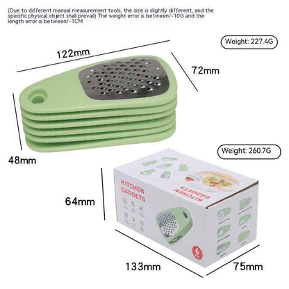 Küchen-Gadget-Set: 6-teiliges Schneidemesser, Schäler, multifunktionaler Knoblauchzerkleinerer, Haushalts-Küchenwerkzeug, Flaschenöffner - Shopteufel