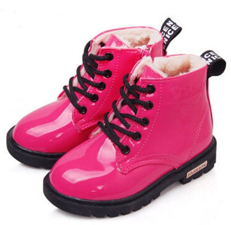Winter Children Shoes PU Leather Waterproof Martin Boots Kids Snow Boots - Shopteufel