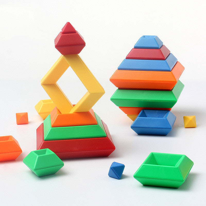 Regenbogen-Turm-Ring-Jenga-Set aus Holz für Kinder – Lernspielzeug zur Farberkennung, Formenbausteine, Montessori-Lernspielzeug für Kinder