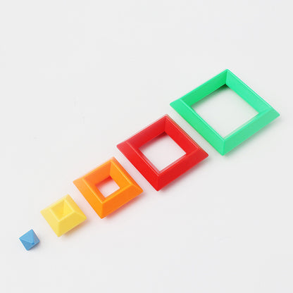 Regenbogen-Turm-Ring-Jenga-Set aus Holz für Kinder – Lernspielzeug zur Farberkennung, Formenbausteine, Montessori-Lernspielzeug für Kinder