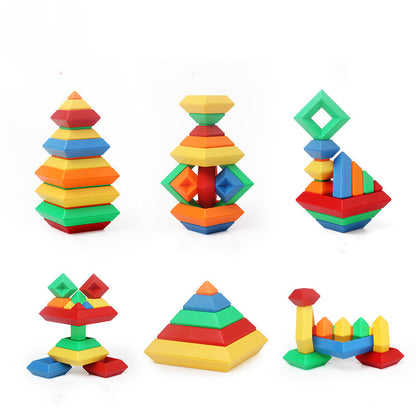 Regenbogen-Turm-Ring-Jenga-Set aus Holz für Kinder – Lernspielzeug zur Farberkennung, Formenbausteine, Montessori-Lernspielzeug für Kinder