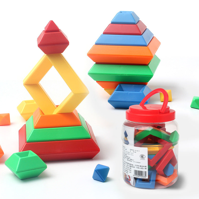 Regenbogen-Turm-Ring-Jenga-Set aus Holz für Kinder – Lernspielzeug zur Farberkennung, Formenbausteine, Montessori-Lernspielzeug für Kinder
