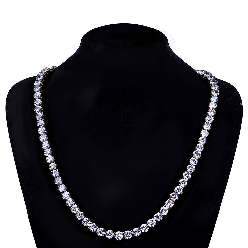 Neue, echtvergoldete, mit Zirkonia besetzte 8-mm-Tenniskette für Herren – Hip-Hop-Schmuck - Shopteufel