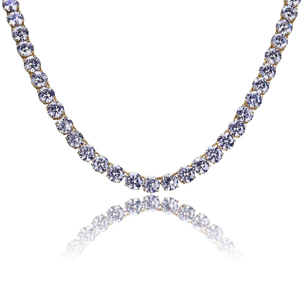 Neue, echtvergoldete, mit Zirkonia besetzte 8-mm-Tenniskette für Herren – Hip-Hop-Schmuck - Shopteufel