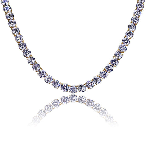 Neue, echtvergoldete, mit Zirkonia besetzte 8-mm-Tenniskette für Herren – Hip-Hop-Schmuck