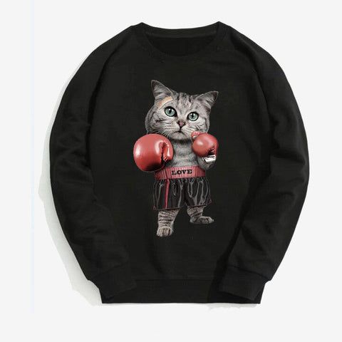 Hiphop Hip-Hop Pullover Parodie Boxkatze Dünner Samt