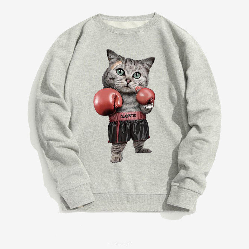 Hiphop Hip-Hop Pullover Parodie Boxkatze Dünner Samt - Shopteufel