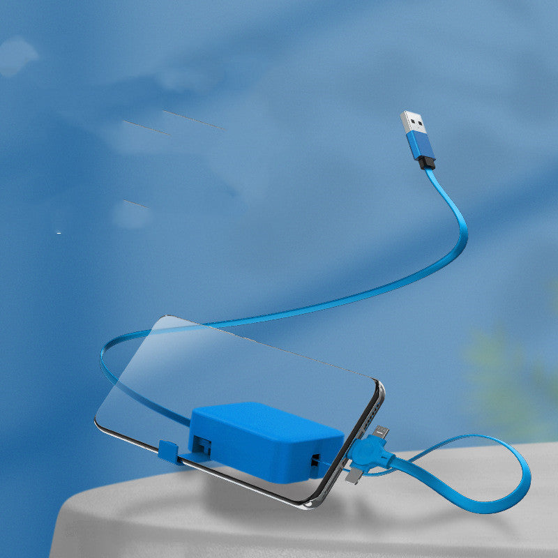 4-in-1-Einziehkabel, kreatives Macaron-USB-C-Micro-Kabel für iPhones mit Handyhalterung - Shopteufel