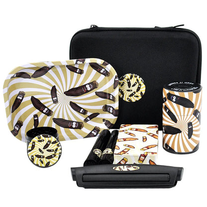 Raucherset enthält eine Zigarettenablage, einen Zigarettengrinder und einen Vorratsbehälter. - Shopteufel