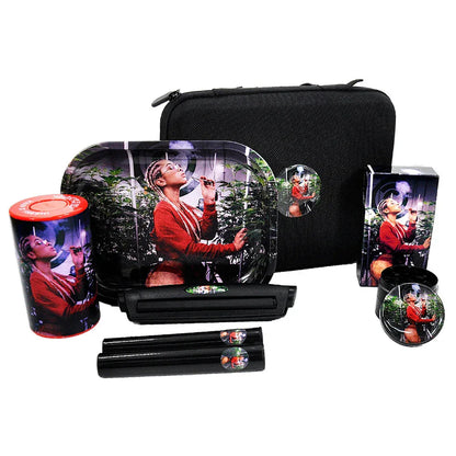 Raucherset enthält eine Zigarettenablage, einen Zigarettengrinder und einen Vorratsbehälter. - Shopteufel