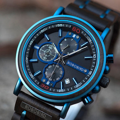 Herren-Chronographenuhr aus Holz - Shopteufel