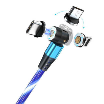 540° drehbares, leuchtendes Magnetkabel, 3A Schnellladekabel für Mobiltelefone mit LED-Beleuchtung - Shopteufel