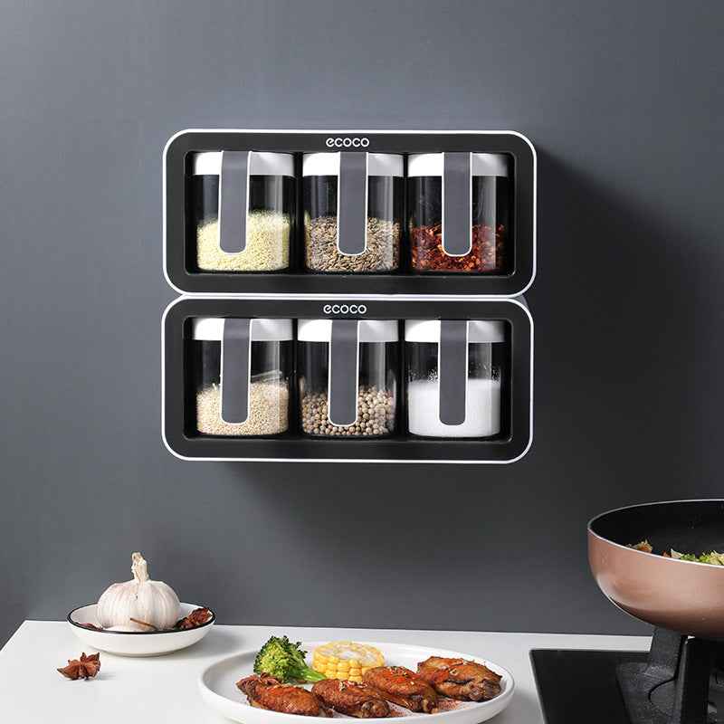 Kitchen Spice Rack Jar Free Perforated Spice Box Wall-Mounted Spice Box Set Household Spice Jar Storage Box - Shopteufel