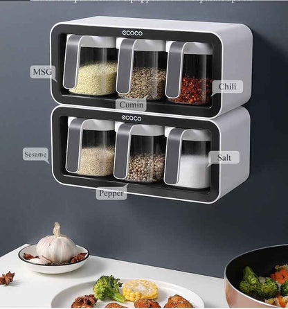 Kitchen Spice Rack Jar Free Perforated Spice Box Wall-Mounted Spice Box Set Household Spice Jar Storage Box - Shopteufel