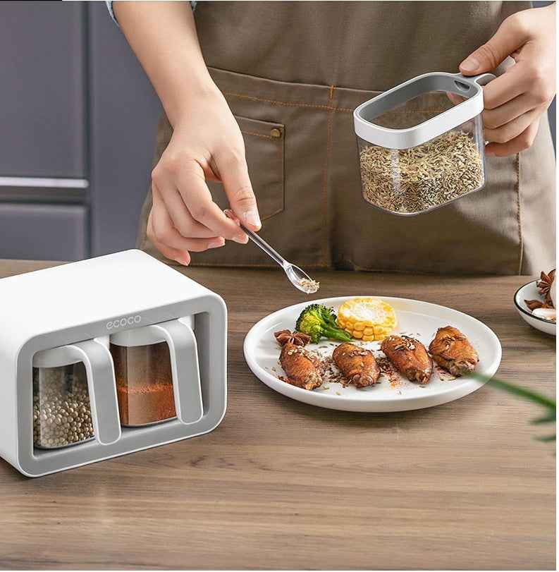 Kitchen Spice Rack Jar Free Perforated Spice Box Wall-Mounted Spice Box Set Household Spice Jar Storage Box - Shopteufel