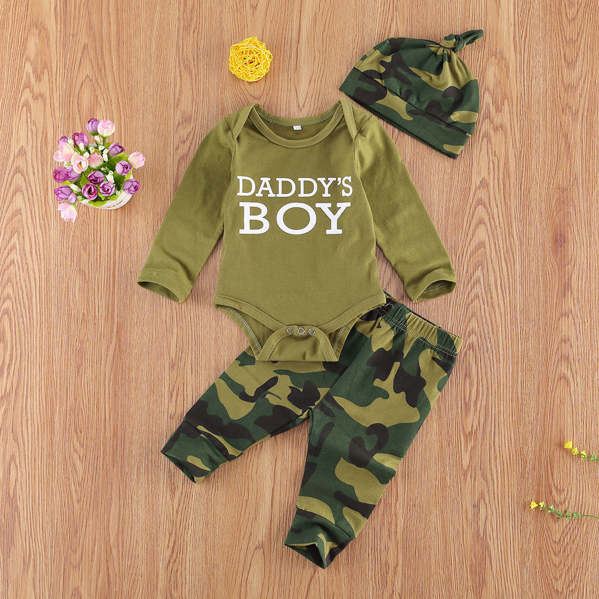 3 teiliges Anzugsset mit Buchstaben-Camouflage-Print für Kinder - Shopteufel