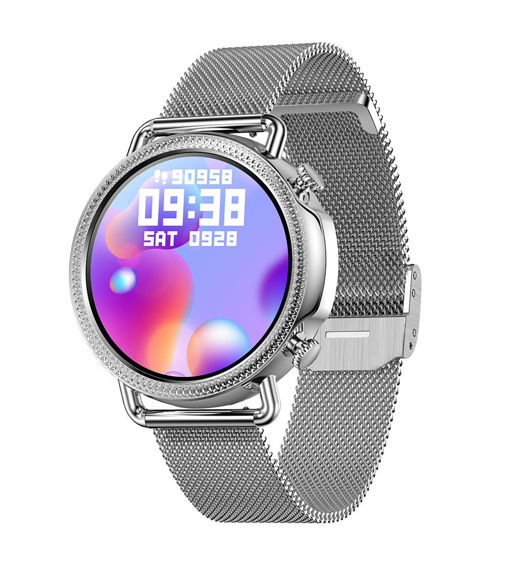 Smartwatch für Damen mit Full Circle Touchscreen, Körpertemperaturüberwachung und individuell anpassbarem Drehknopf - Shopteufel