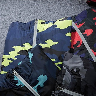 Covrlge Herrenjacke, modische Frühlingsjacke, Camouflagejacke mit Leuchtreißverschluss - Shopteufel