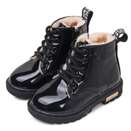 Winter Children Shoes PU Leather Waterproof Martin Boots Kids Snow Boots - Shopteufel