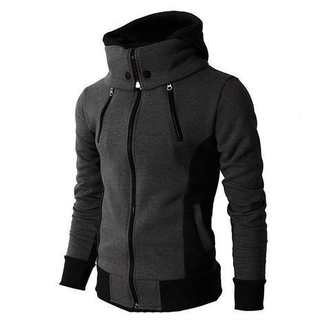 Herren-Kapuzenjacke mit Reißverschluss, zweiteiliger Sport-Cardigan, lässige, schmal geschnittene Sweatshirtjacke - Shopteufel