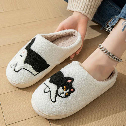 Cartoon Cotton Slippers For Women Men Indoor Outdoor Slippers For Household Autumn And Winter Couples Shoes Fuzzy Warm Soft Slippers - Shopteufel