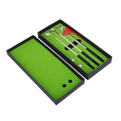 Desktop Mini Golf Putting Green Metal Club Ballpoint Pen Set - Shopteufel