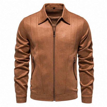 Fashion Lapel Zipper Jacket Autumn And Winter Solid Suede Coat Men's Clothing Outdoor - Shopteufel