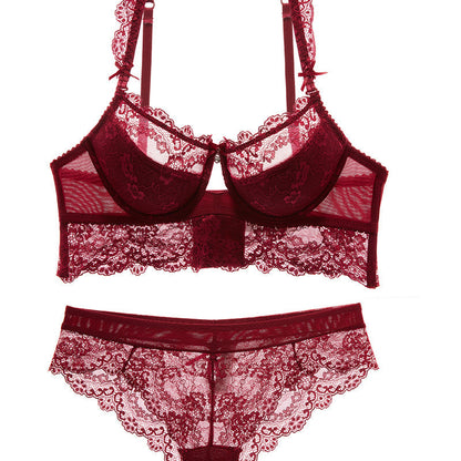 Sexy BH-Set Ultradünne rote schwarze Spitzen-BHs Unterwäsche Push-up-BH und Unterwäsche - Shopteufel