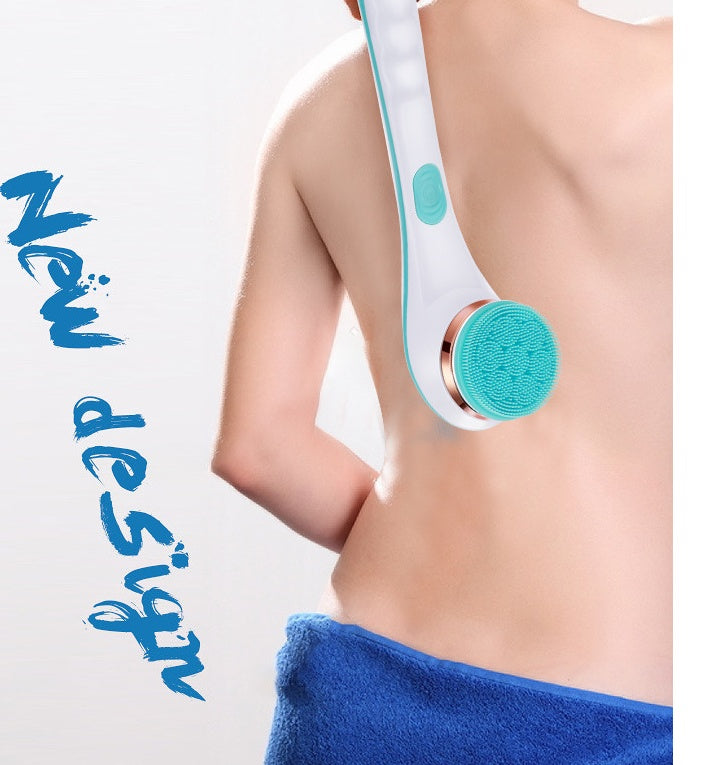 Elektrische Duschbürste mit Silikon-Rückenbürste, USB-aufladbar, 2 Geschwindigkeitsstufen, drehbar, wasserdicht, für die Körperreinigung. - Shopteufel