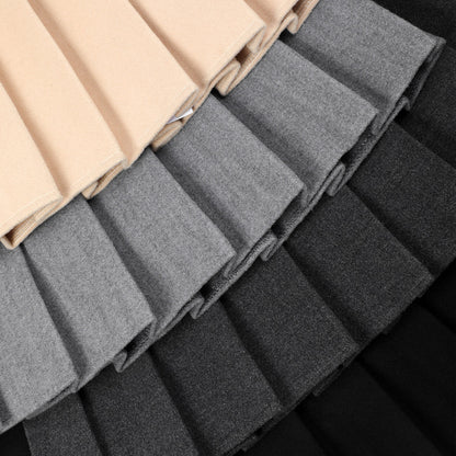 Herbst- und Winter-Faltenrock, einfarbiger Wollrock