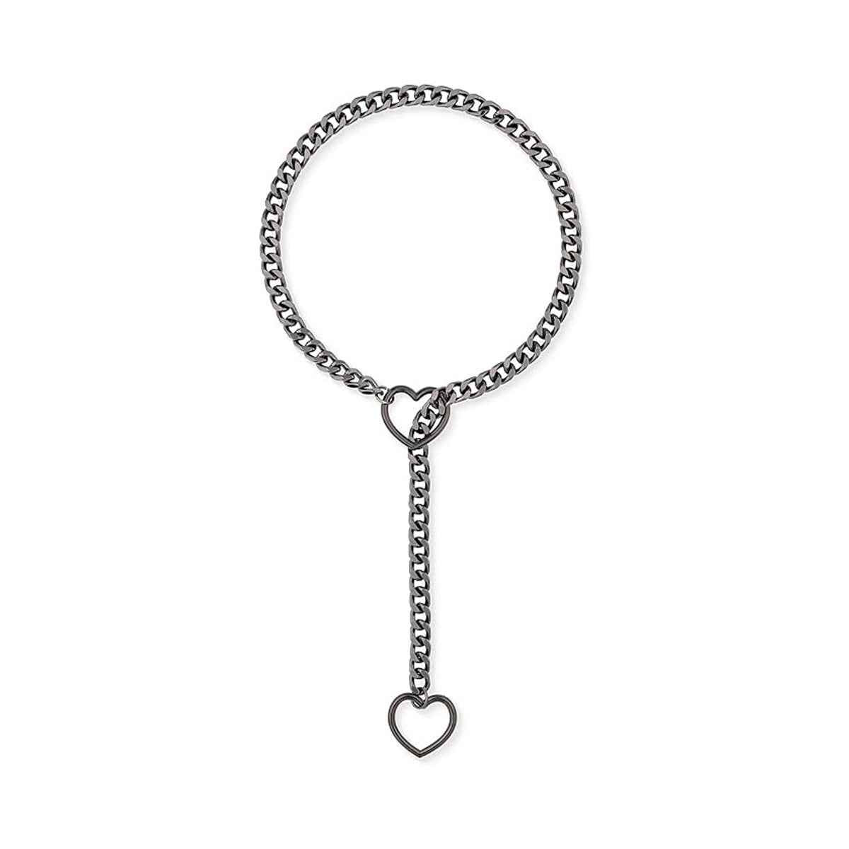 Stainless Steel Lariat Heart Necklace Personality Heavy Ring Cuban Long Chain Punk Rock Slipchain Choker Collar For Women Men - Shopteufel