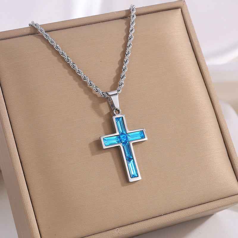 Fashion Jewelry European And American Ing Style Diamond Cross Necklace Unique No Color Fading - Shopteufel