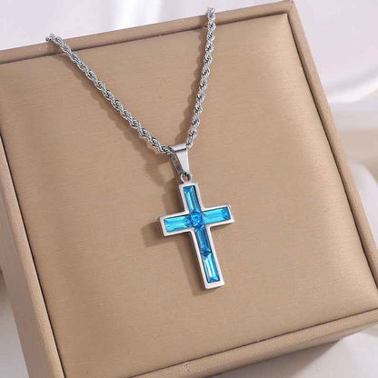 Fashion Jewelry European And American Ing Style Diamond Cross Necklace Unique No Color Fading - Shopteufel