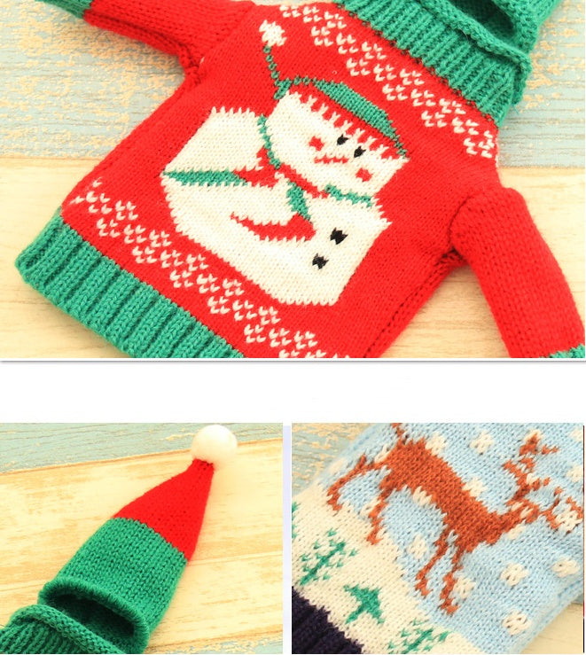 Gestricktes Weihnachtsflaschen-Set - Shopteufel